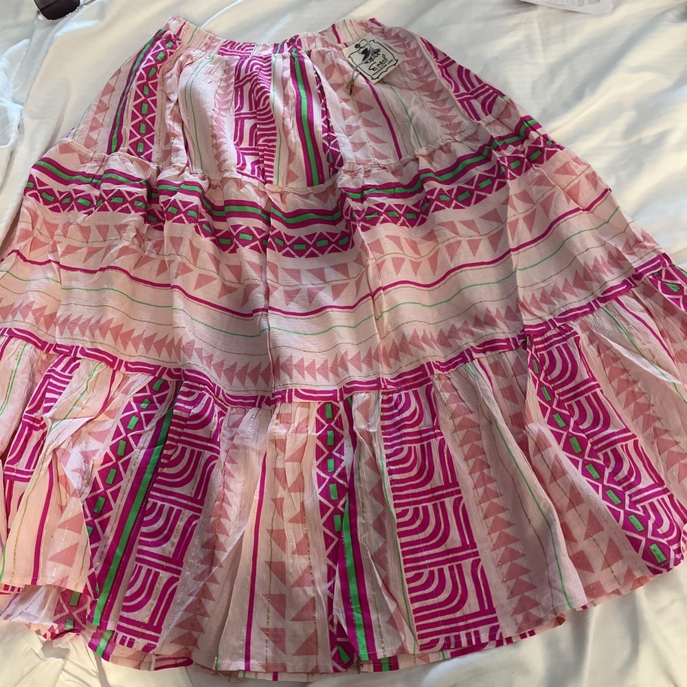 Easel Los Angeles Women's Boho Pink Lined Maxi Skirt Size M